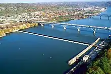 Allegheny River Lock and Dam No. 2, built circa 1930s, near Highland Park Bridge.