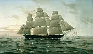 Painting of the USS Chesapeake at sea