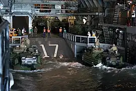 AAV-7s in USS San Antonio's well deck in March 2008