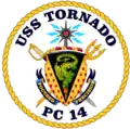 Arms of USS Tornado, with a dragon urinant