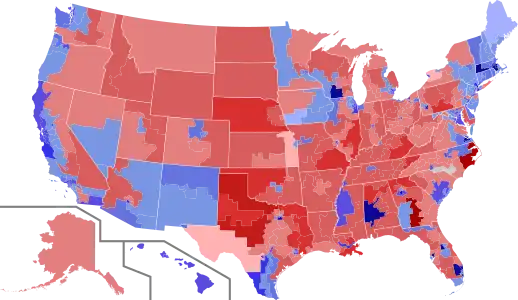 Results shaded according to winning candidate's share of the vote