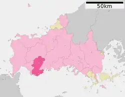 Location of Ube in Yamaguchi Prefecture