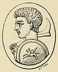 Bust of a young Caesar, probably Geta, wielding Fortune's rudder, instead of a spear. After engraved sard.