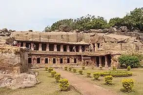 Udayagiri and Khandagiri Caves is home to the Hathigumpha inscription, which was inscribed under Kharavela, the then Emperor of Kalinga of the Mahameghavahana dynasty.