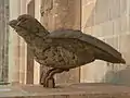 "Ulmer Spatz": the original of 1858 by the cathedral roof is now in the Ulmer Münster near the entrance in a display case.