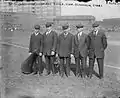 The umpires lined up before a game of the 1915 World Series at Baker Bowl