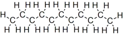 Skeletal formula of undecane with all implicit carbons shown, and all explicit hydrogens added