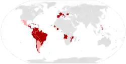 Location of 
 
Latin Union
Unió Llatina (Catalan) Union Latine (French) Unione Latina (Italian) União Latina (Portuguese) Uniunea Latină (Romanian) Unión Latina (Spanish)