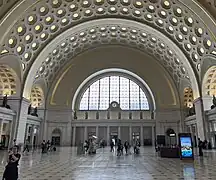 Looking east in the great hall in May 2023