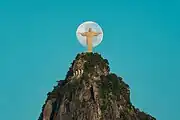 Christ the Redeemer with the Moon in the background