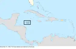 Map of the change to the United States in the Caribbean Sea on November 15, 1923