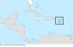 Map of the change to the United States in the Caribbean Sea on May 17, 1932