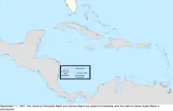 Map of the change to the United States in the Caribbean Sea on September 17, 1981