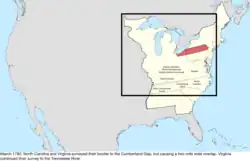 Map of the change to the United States in central North America in March 1780