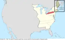 Map of the change to the United States in central North America on October 25, 1780