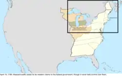 Map of the change to the United States in central North America on April 19, 1785