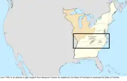 Map of the change to the United States in central North America in June 1785