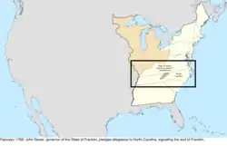 Map of the change to the United States in central North America in February 1789