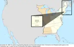 Map of the change to the United States in central North America on November 30, 1803