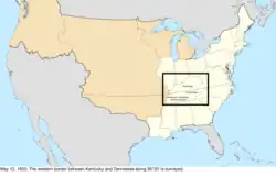 Map of the change to the United States in central North America on May 12, 1820