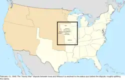 Map of the change to the United States in central North America on February 13, 1849