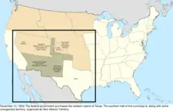 Map of the change to the United States in central North America on December 13, 1850