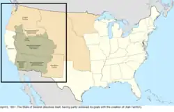 Map of the change to the United States in central North America on April 5, 1851