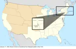 Map of the change to the United States in central North America on January 11, 1855