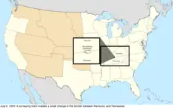 Map of the change to the United States in central North America on July 6, 1859