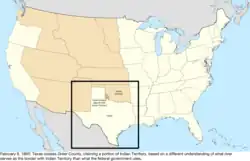 Map of the change to the United States in central North America on February 8, 1860