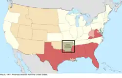 Map of the change to the United States in central North America on May 6, 1861