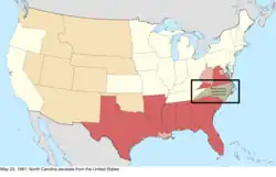 Map of the change to the United States in central North America on May 20, 1861