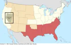 Map of the change to the United States in central North America on October 31, 1864