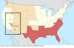 Map of the change to the United States in central North America on January 18, 1867