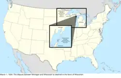 Map of the change to the United States in central North America on March 1, 1926