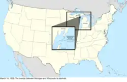 Map of the change to the United States in central North America on March 16, 1936