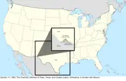 Map of the change to the United States in central North America on January 14, 1964