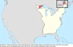 Map of the change to the international disputes involving the United States in central North America on October 25, 1798