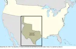 Map of the change to the international disputes involving the United States in central North America on December 9, 1845