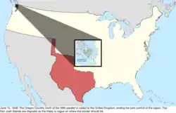 Map of the change to the international disputes involving the United States in central North America on June 15, 1846