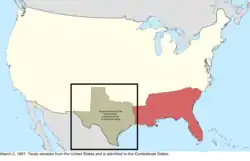 Map of the change to the international disputes involving the United States in central North America on March 2, 1861