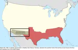 Map of the change to the international disputes involving the United States in central North America on March 28, 1861