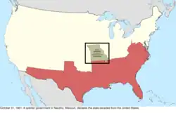 Map of the change to the international disputes involving the United States in central North America on October 31, 1861