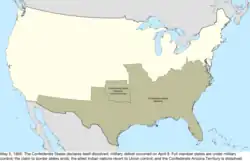 Map of the change to the international disputes involving the United States in central North America on May 5, 1865