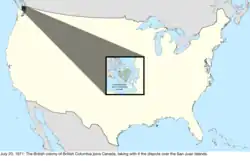 Map of the change to the international disputes involving the United States in central North America on July 20, 1871