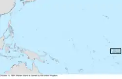 Map of the change to the United States in the Pacific Ocean on October 15, 1864