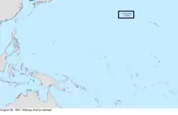 Map of the change to the United States in the Pacific Ocean on August 28, 1867