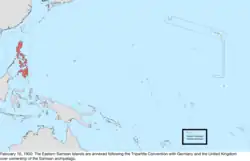 Map of the change to the United States in the Pacific Ocean on February 16, 1900