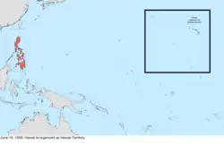 Map of the change to the United States in the Pacific Ocean on June 14, 1900