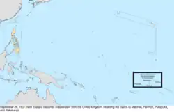 Map of the change to the United States in the Pacific Ocean on September 26, 1907